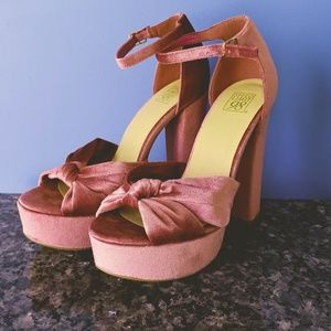 Crushed Velvet Platform Heels